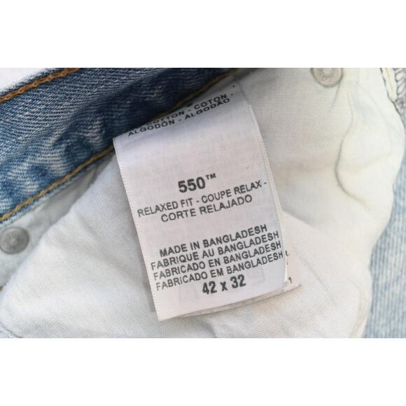 Levi's 550 Relaxed Fit Straight Blue Denim Jeans Rugged Mens Sz 40 x 31(Altered) - Picture 12 of 16